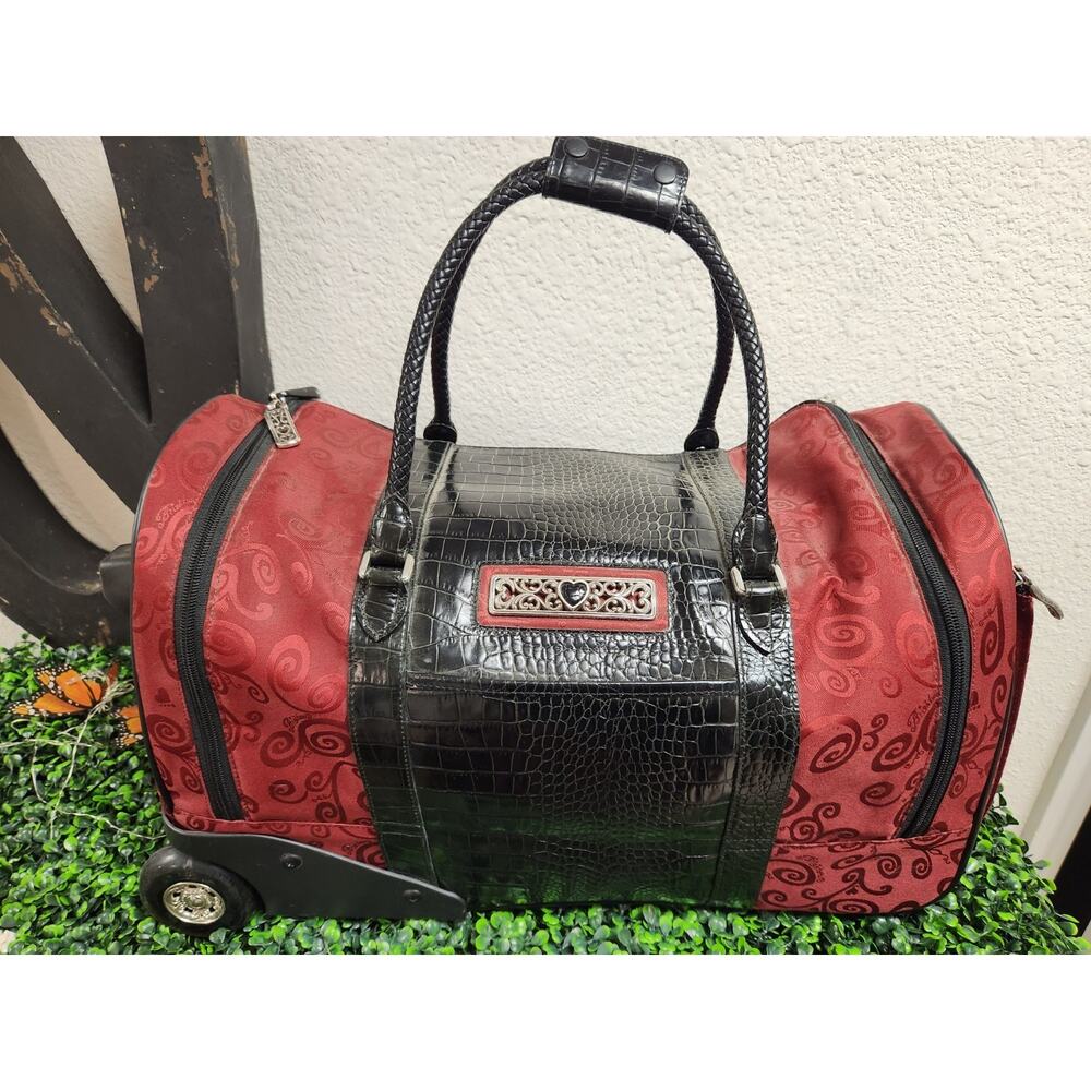 Brighton 21" Wheeled Bag Luggage w/Lock Live Love Travel Line Ruby Red Jacquard